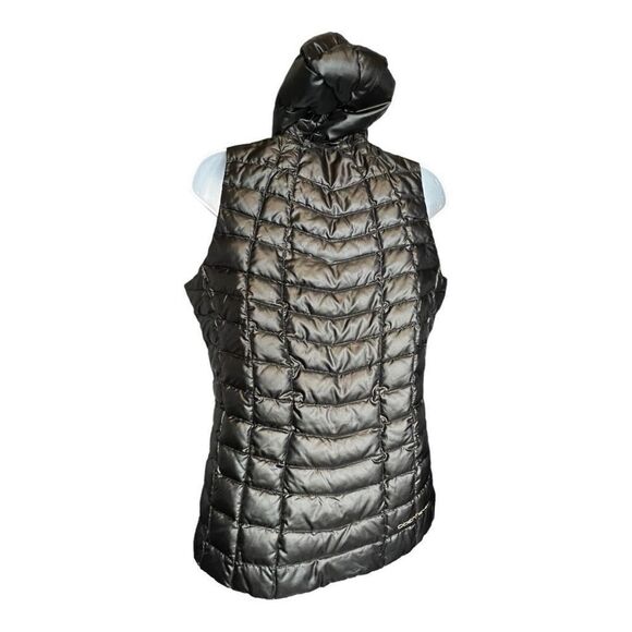 Obermeyer Women's Zip Up Quilted Hooded Vest Down Puffer Jacket Black Size Small - Picture 3 of 12